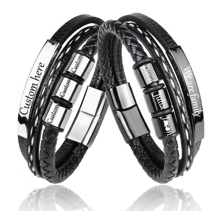 Personalized Black Men's Engraved Bracelet