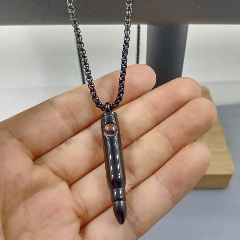 Custom Photo Projection Bullet Necklace for Men