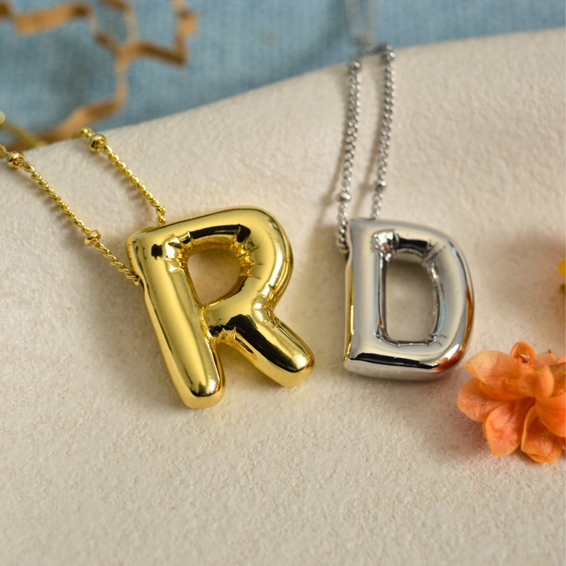 Personalized Gold Balloon Letters Necklace