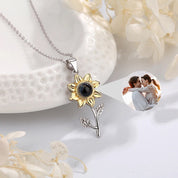 Personalized Sunflower Photo Projection Necklace