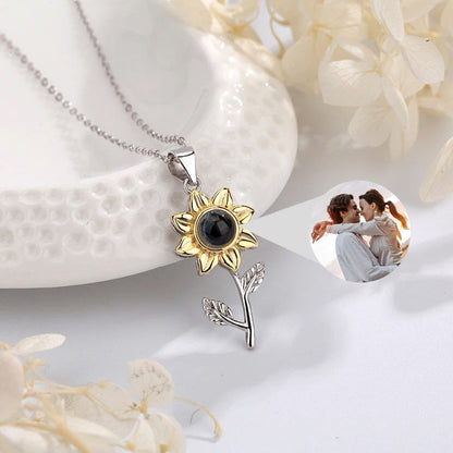 Custom Sunflower Photo Projection Necklace