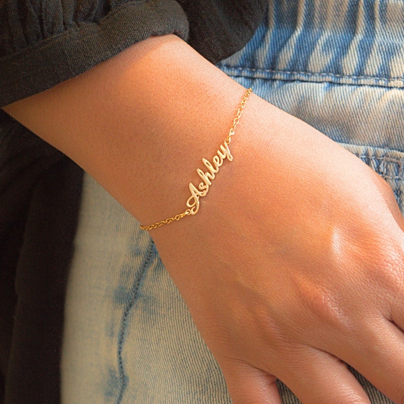 Custom Name Bracelet in Gold Silver Rose Gold