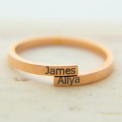 Custom Engraved Double Name Ring for Women