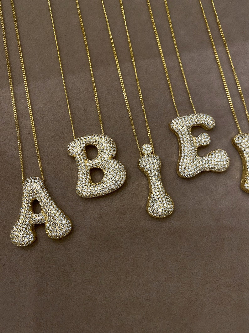 Personalized Bubble Letter Necklace