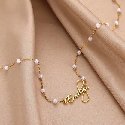 Personalized Gold Plated Pearl Necklace