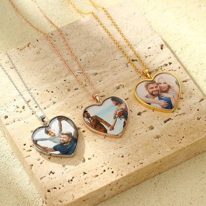 Personalized Heart Photo Necklace for Women