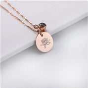 Personalized Photo Birth Flower Necklace