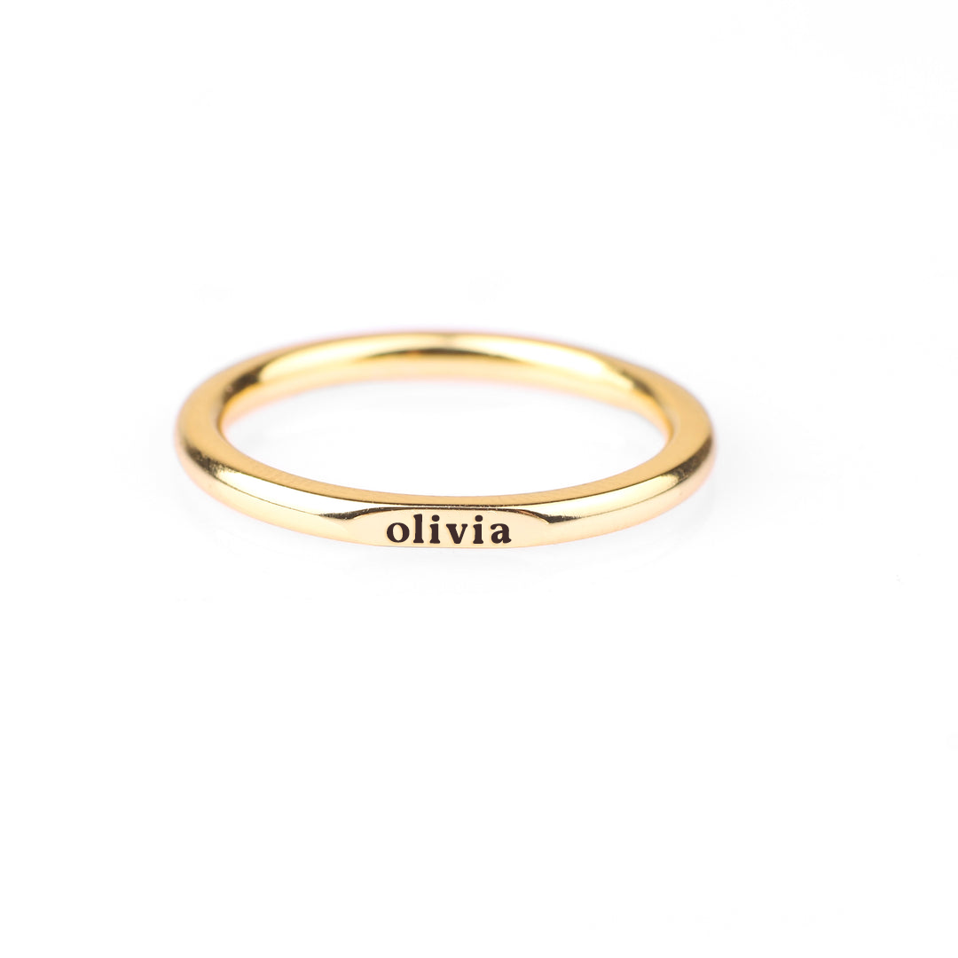 Tiny Stackable Sterling Silver Name Ring