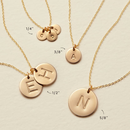 Initial Disc Necklace | 3/8" Disc