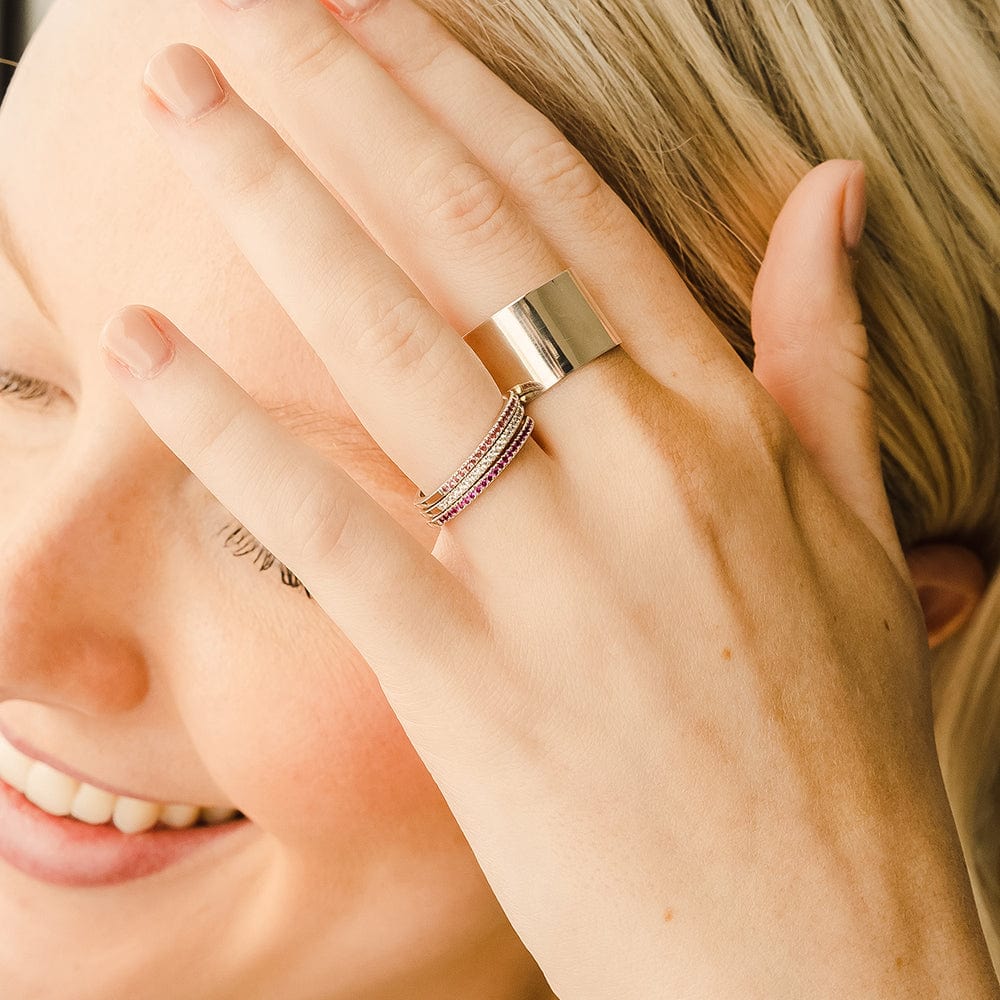 Personalized July Birthstone Stacking Ring