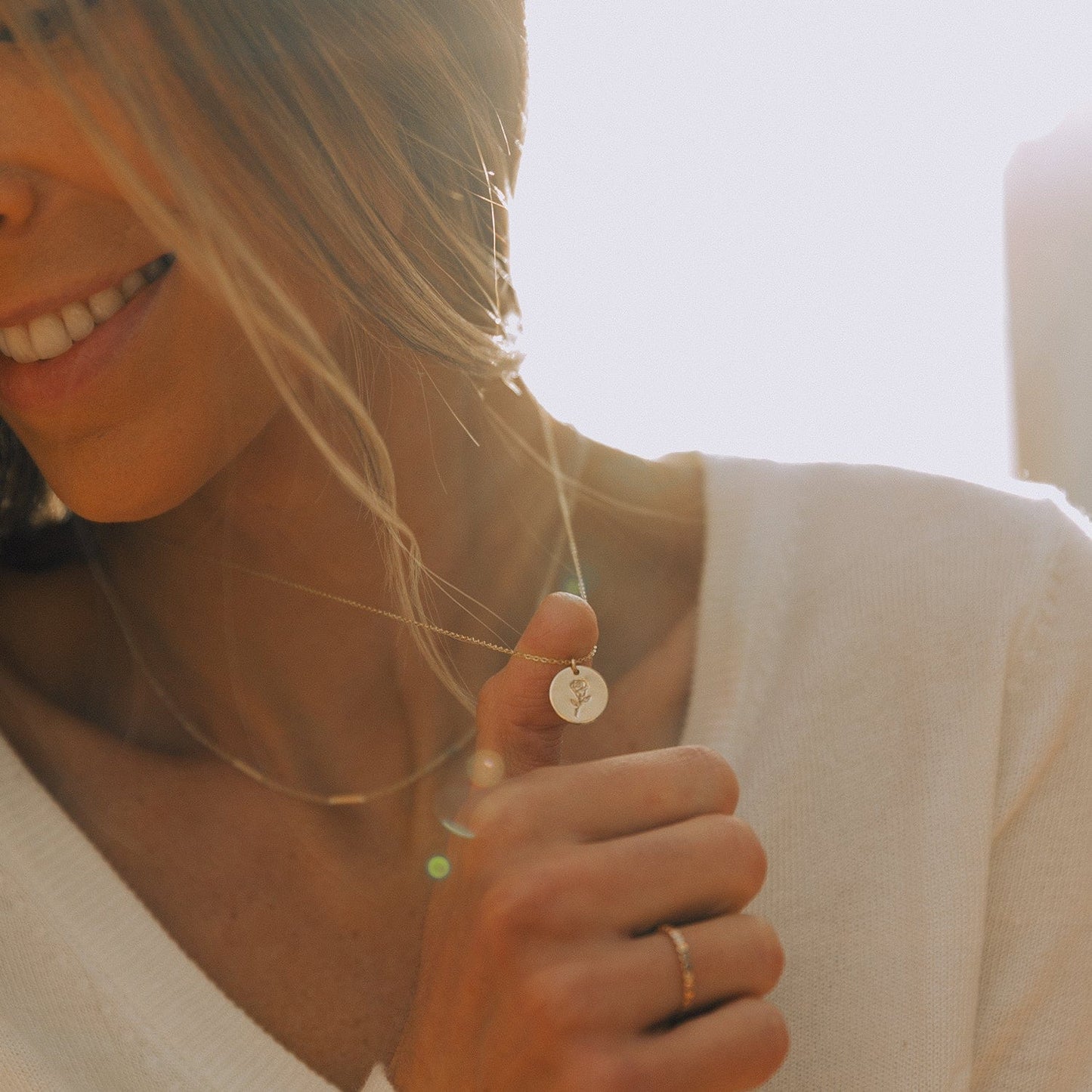 Personalized June Flower Necklace