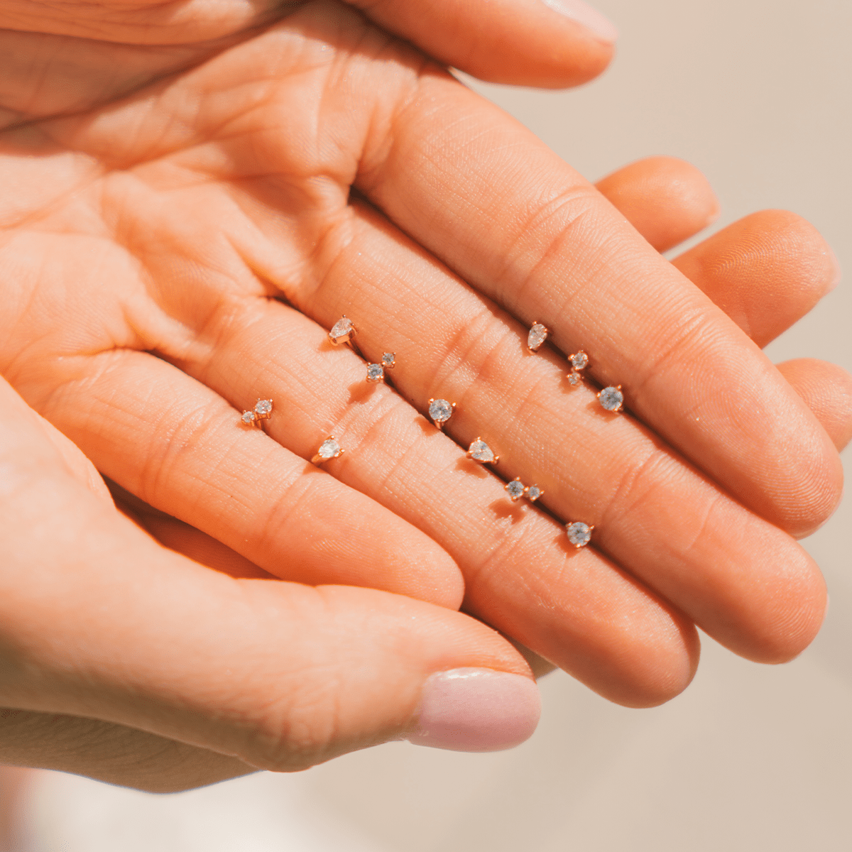 Double Stone Stud Earrings