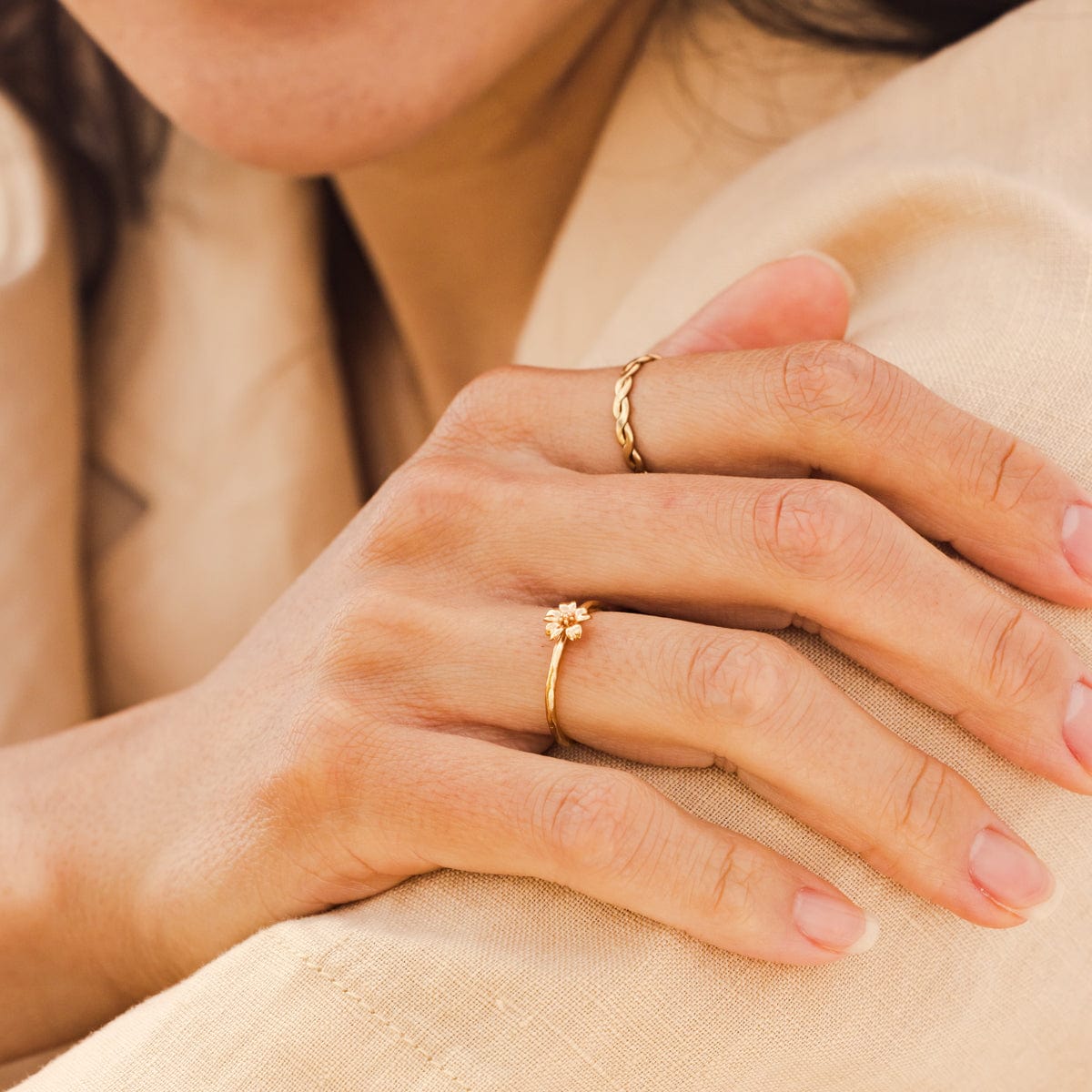 March Birth Flower Ring