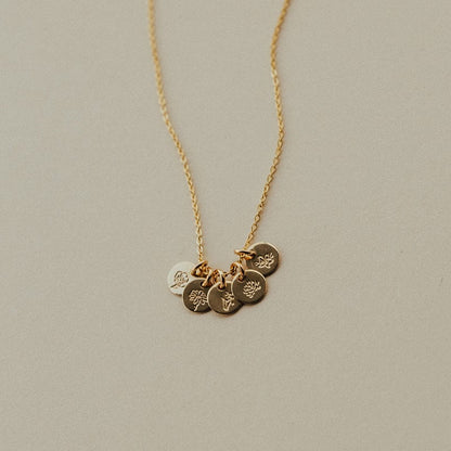 Mini Birth Flower Stacker Necklace | 1/4" Disc