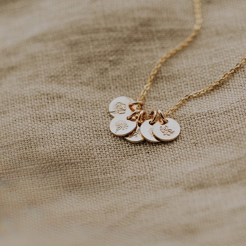 Mini Birth Flower Stacker Necklace | 1/4" Disc