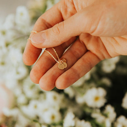 Mini Birth Flower Stacker Necklace | 1/4" Disc