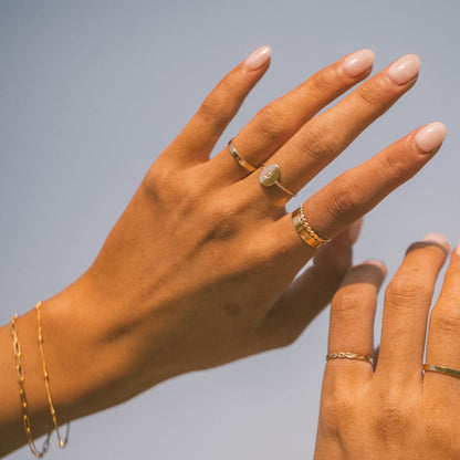 Oval Customized Ring - Initial or Birth Flower