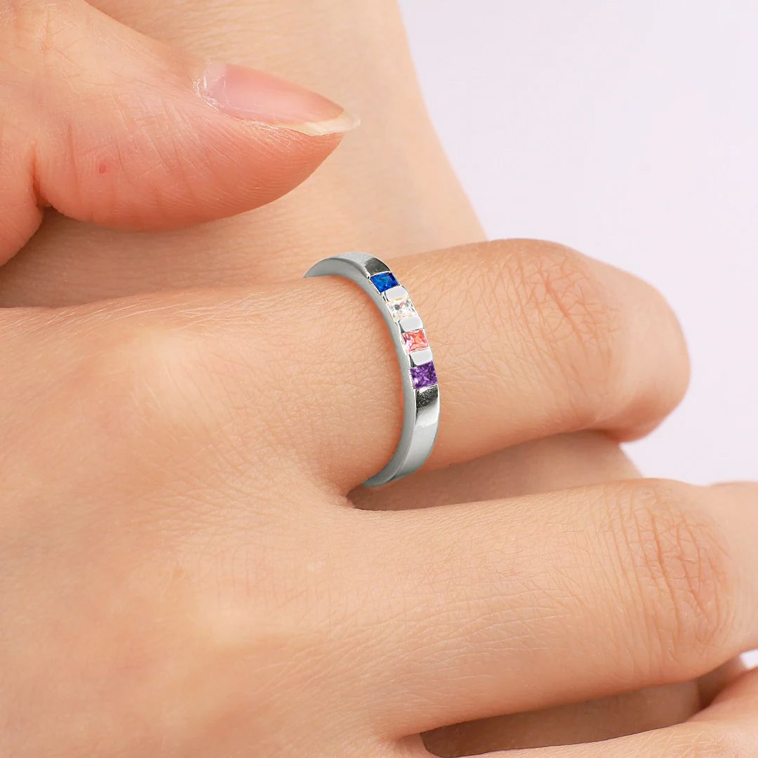 Personalized Birthstone Band Ring