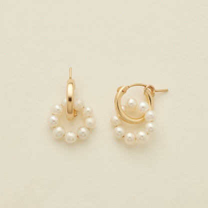 Pearl Halo Hoop Earrings