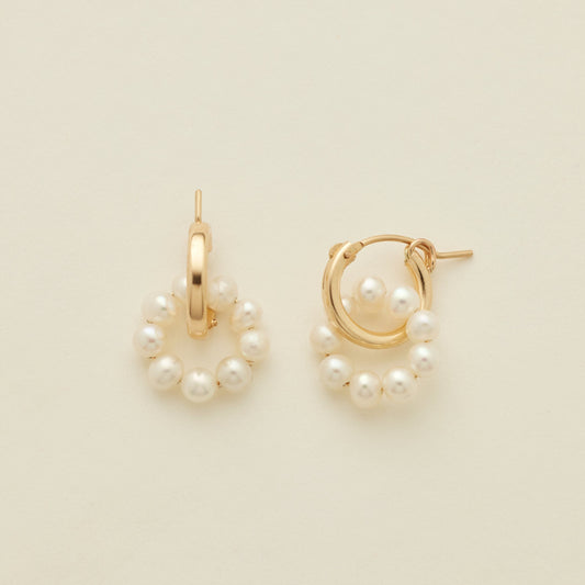 Pearl Halo Hoop Earrings