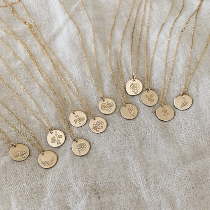 Personalized September Flower Necklace